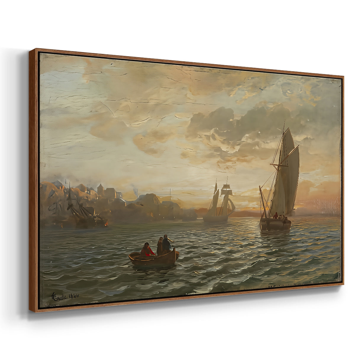 View from the Oslofjord, 1866 - Floater Framed Canvas Print