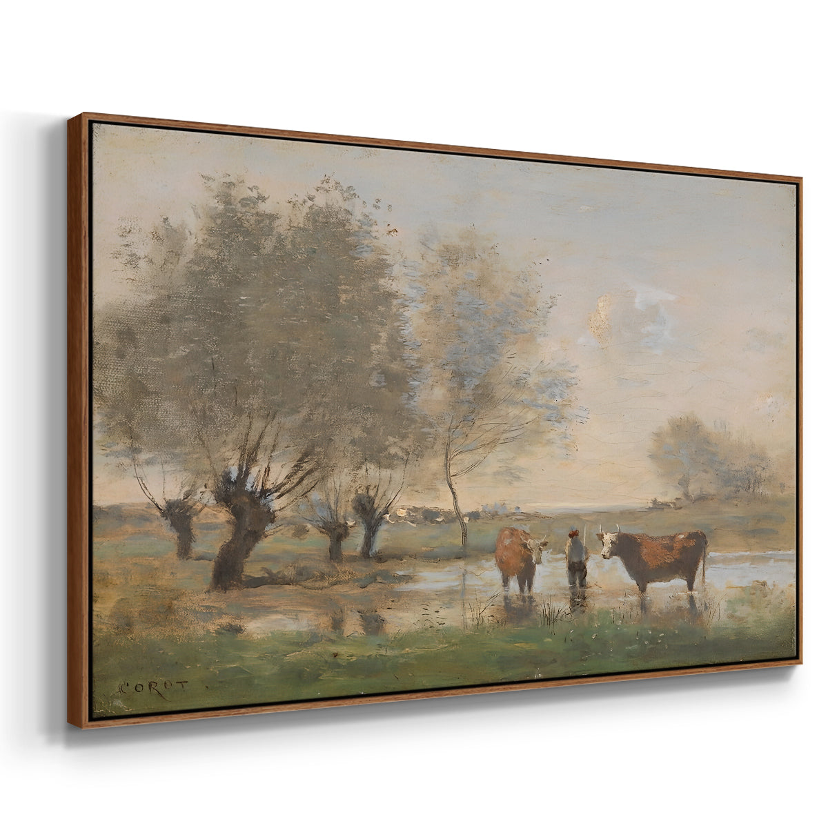 Cows in a Marshy Landscape, c. 1873-1874 - Floater Framed Canvas Print