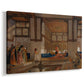 Canvas art print featuring a Victorian composition with multiple figures in formal setting, displayed at an angle