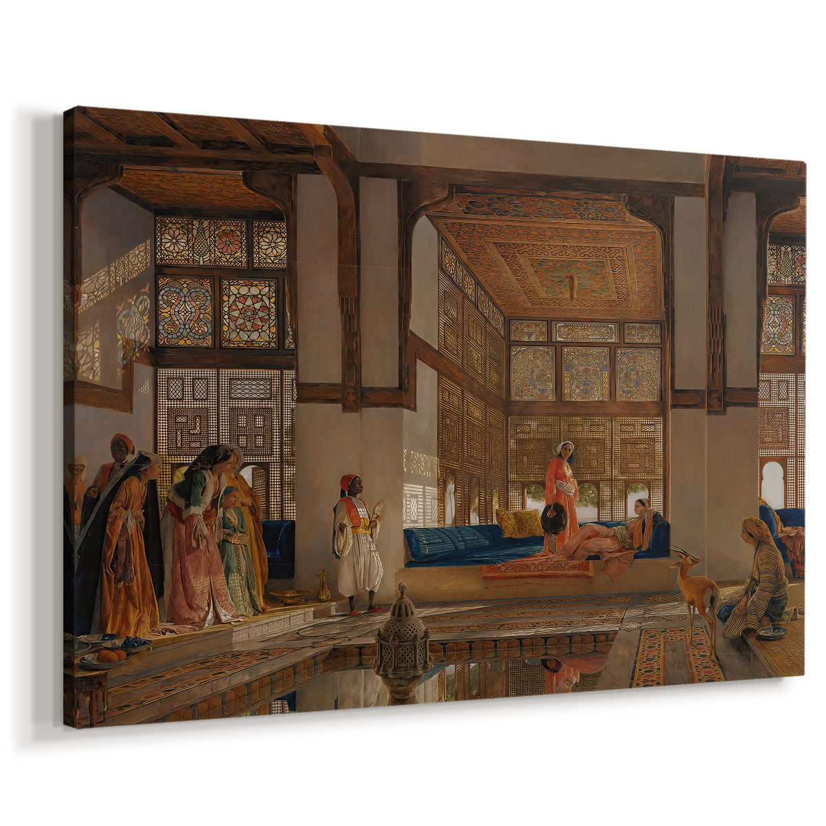 Canvas art print featuring a Victorian composition with multiple figures in formal setting, displayed at an angle