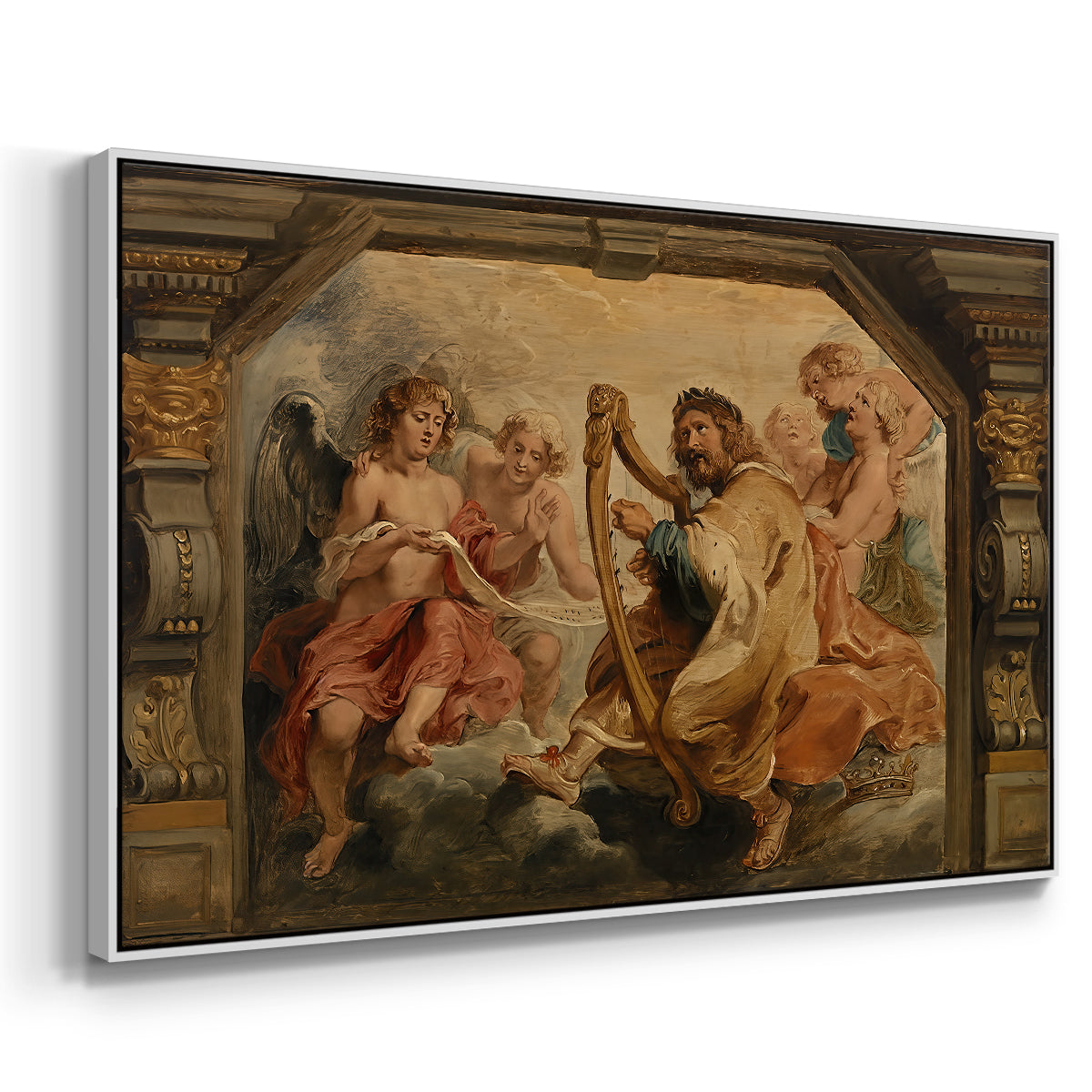 King David Playing the Harp, c. 1627-1628 - Floater Framed Canvas Print