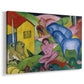 Canvas art print featuring an expressionist scene with overlapping forms and geometric shapes, displayed at an angle