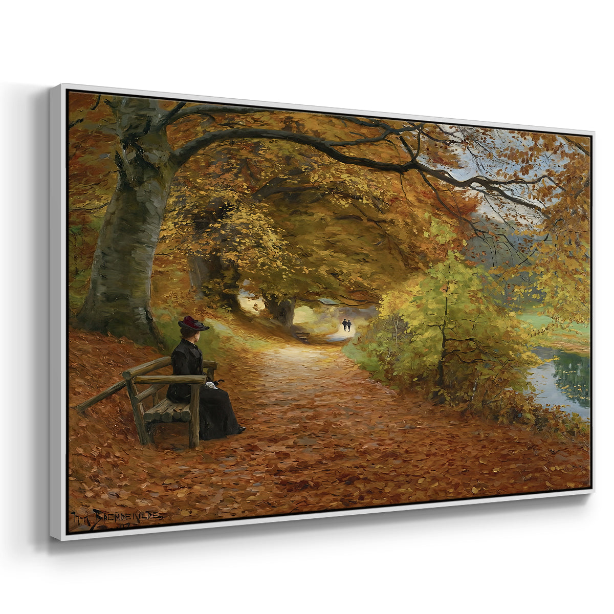 A Wooded Path in Autumn, 1902 - Floater Framed Canvas Print