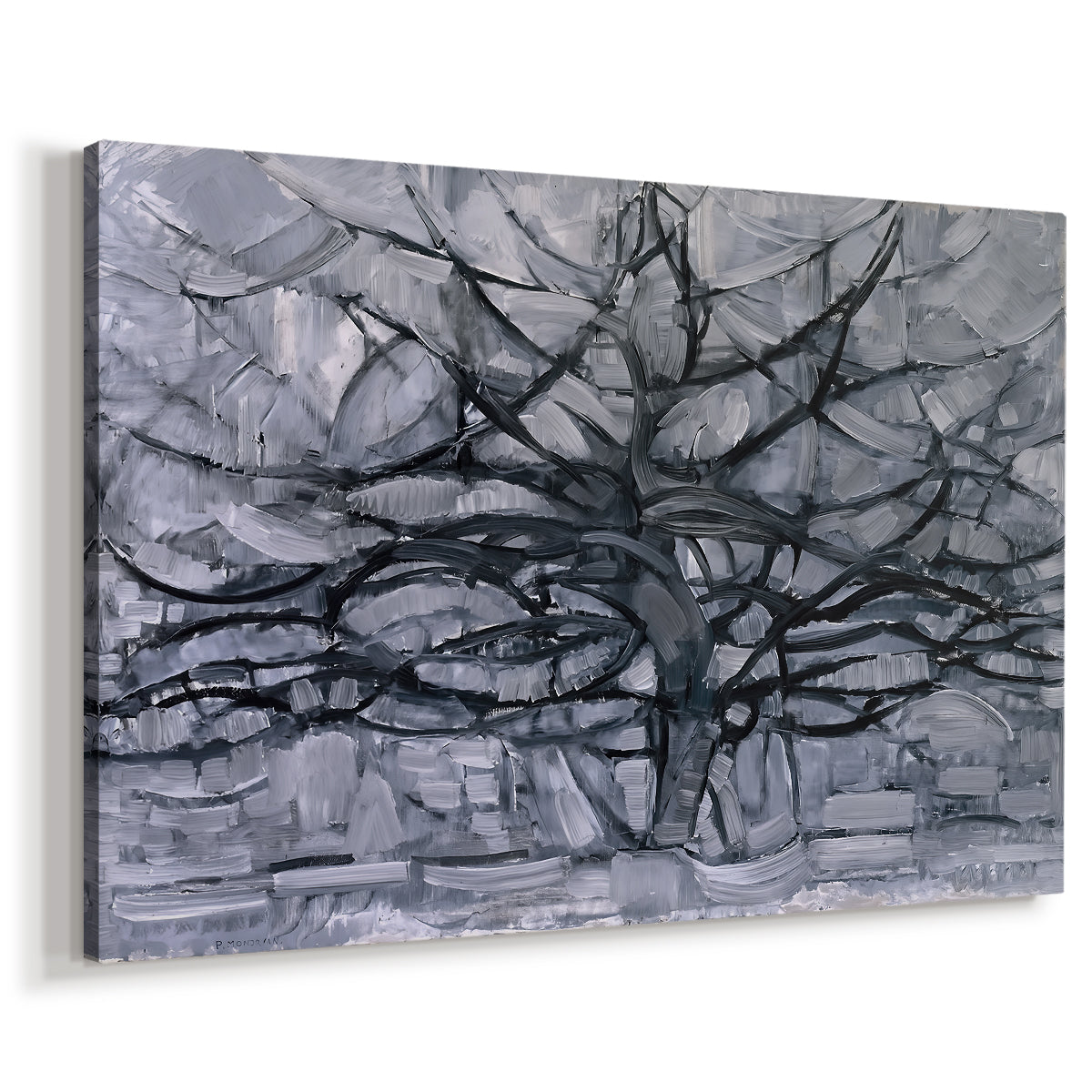 Canvas art print featuring an abstract tree study, displayed at an angle