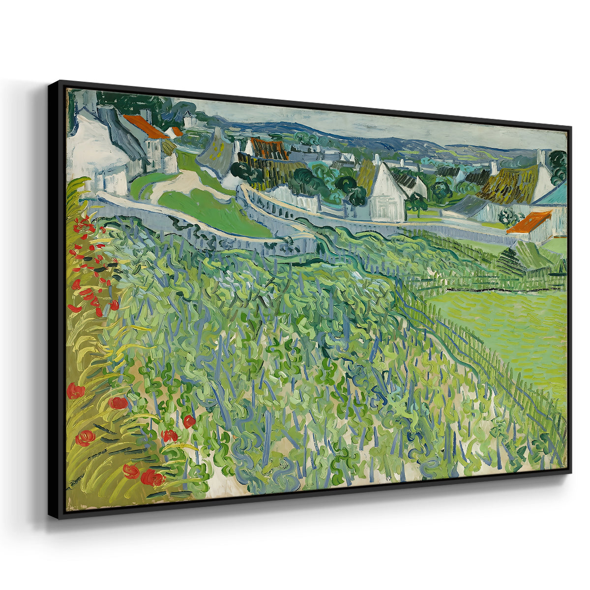 Vineyards at Auvers, 1890 - Floater Framed Canvas Print