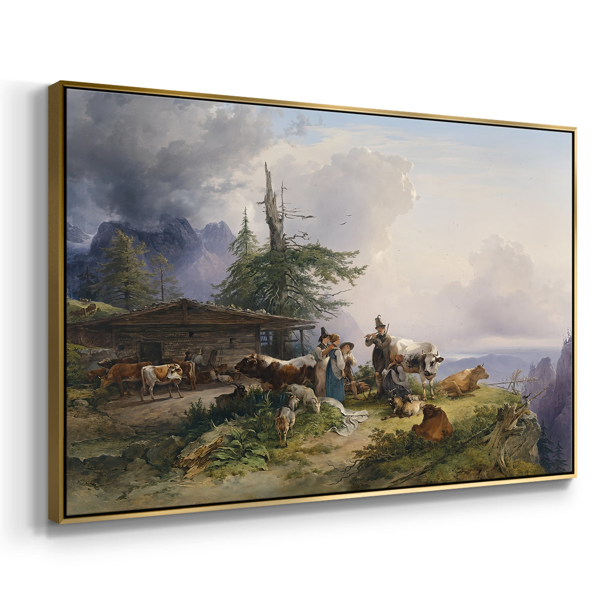 An Alpine Farm on the Untersberg, 1835 - Floater Framed Canvas Print