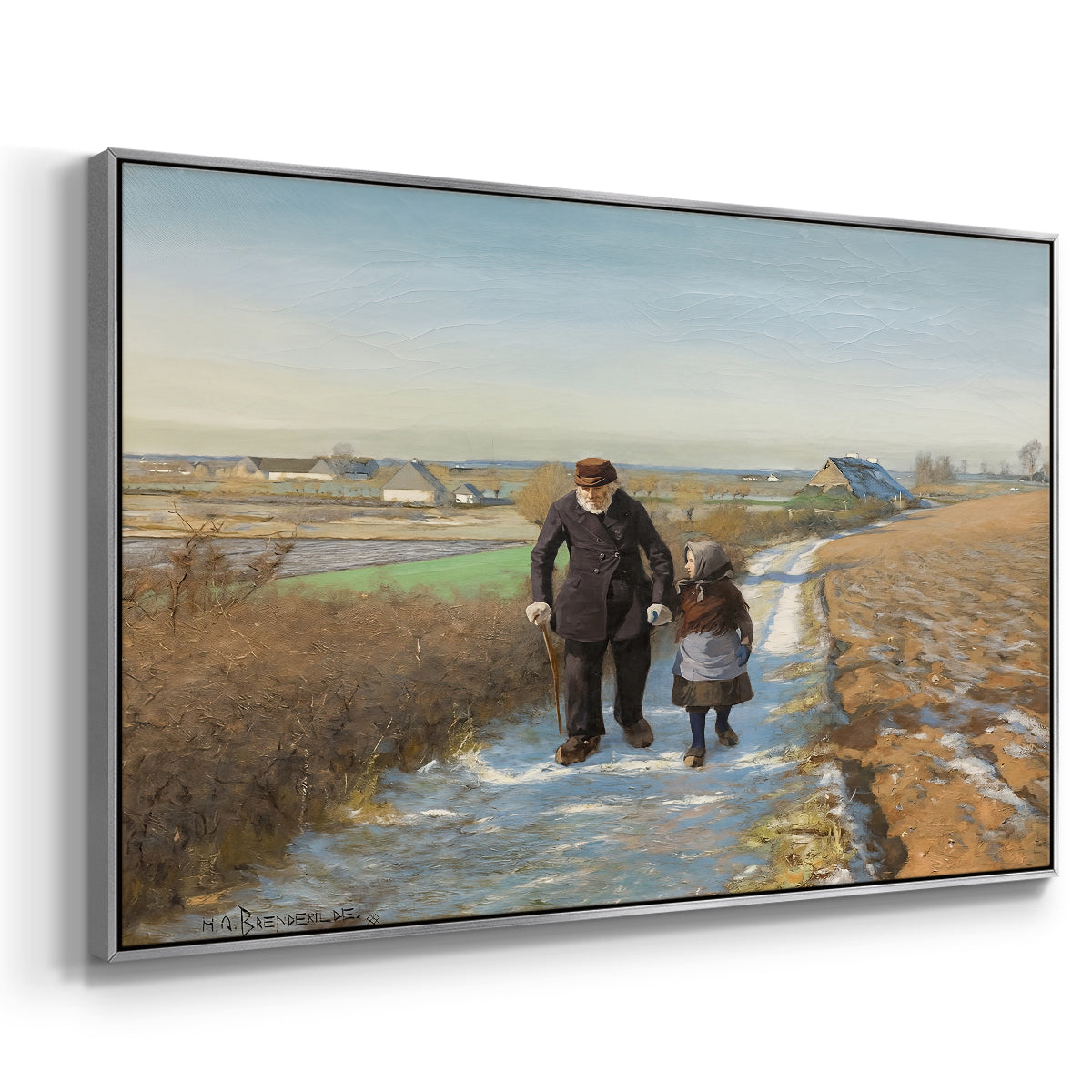 The Old Man and the Child, 1888 - Floater Framed Canvas Print