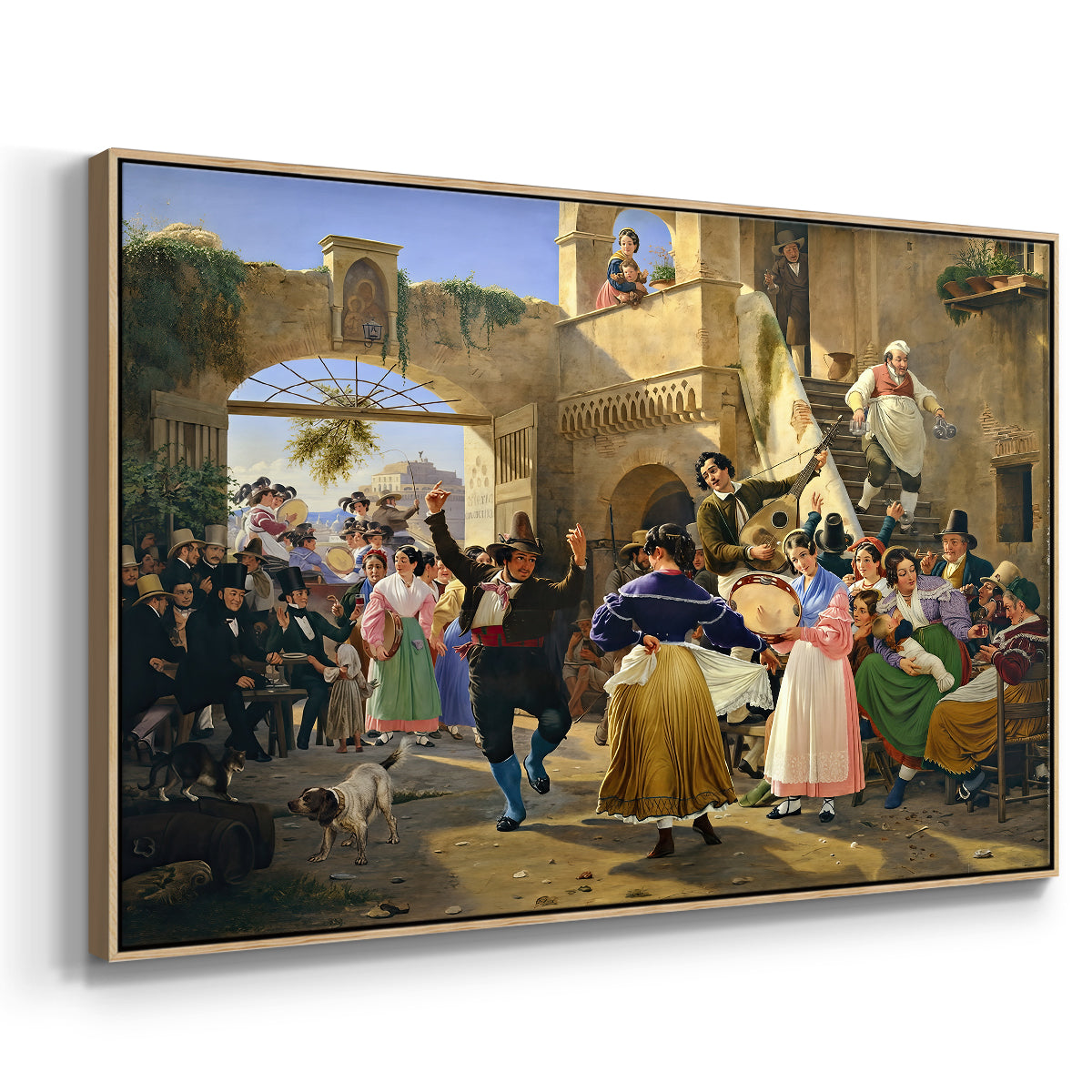 Romans Gathered for Merriment at an Osteria, 1839 - Floater Framed Canvas Print