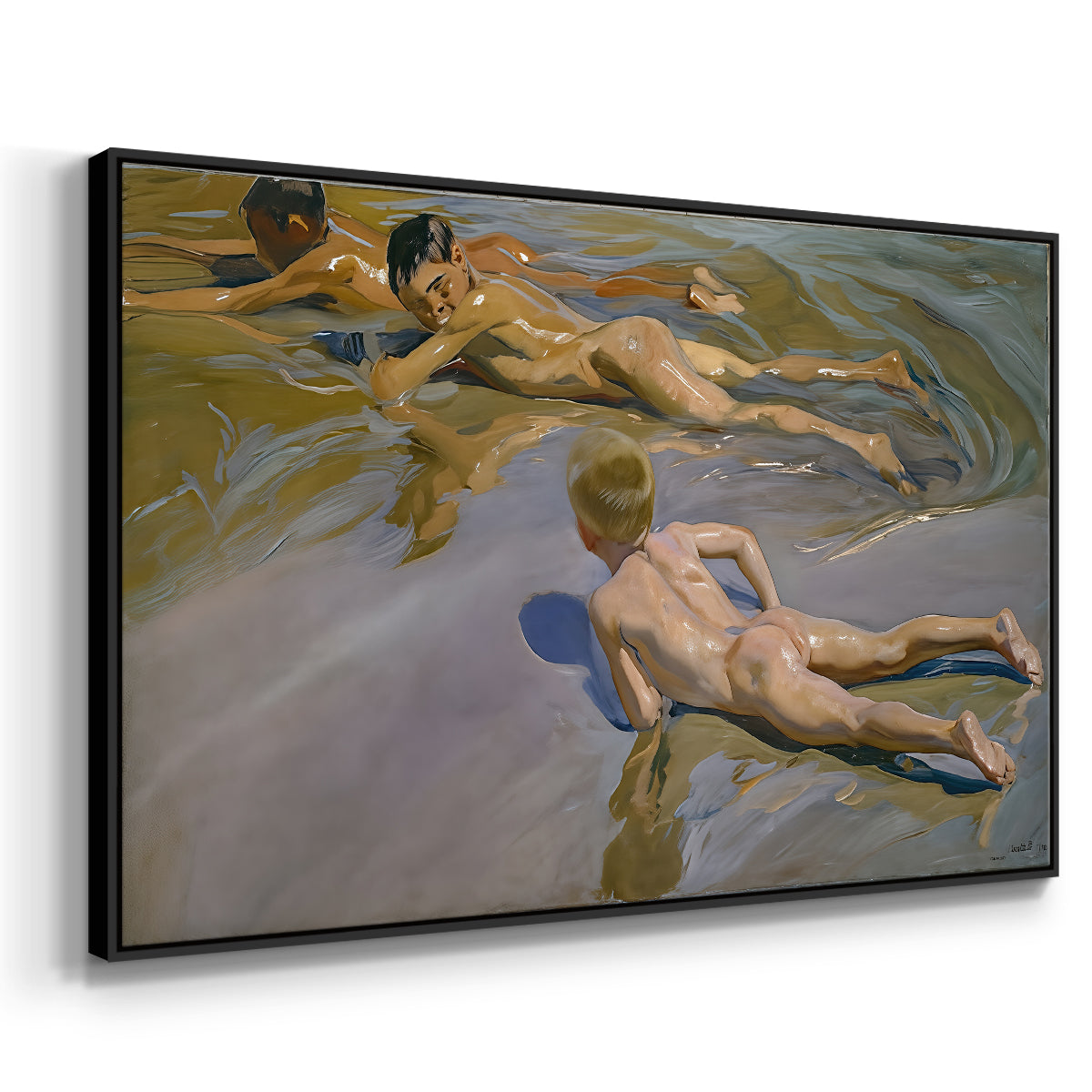 Boys on the Beach, 1910 - Floater Framed Canvas Print