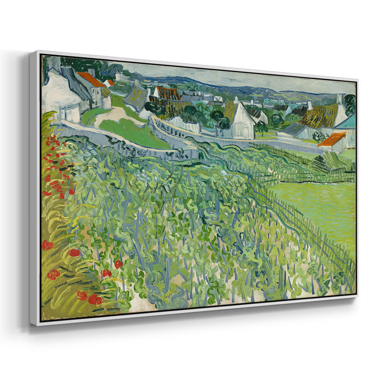 Vineyards at Auvers, 1890 - Floater Framed Canvas Print
