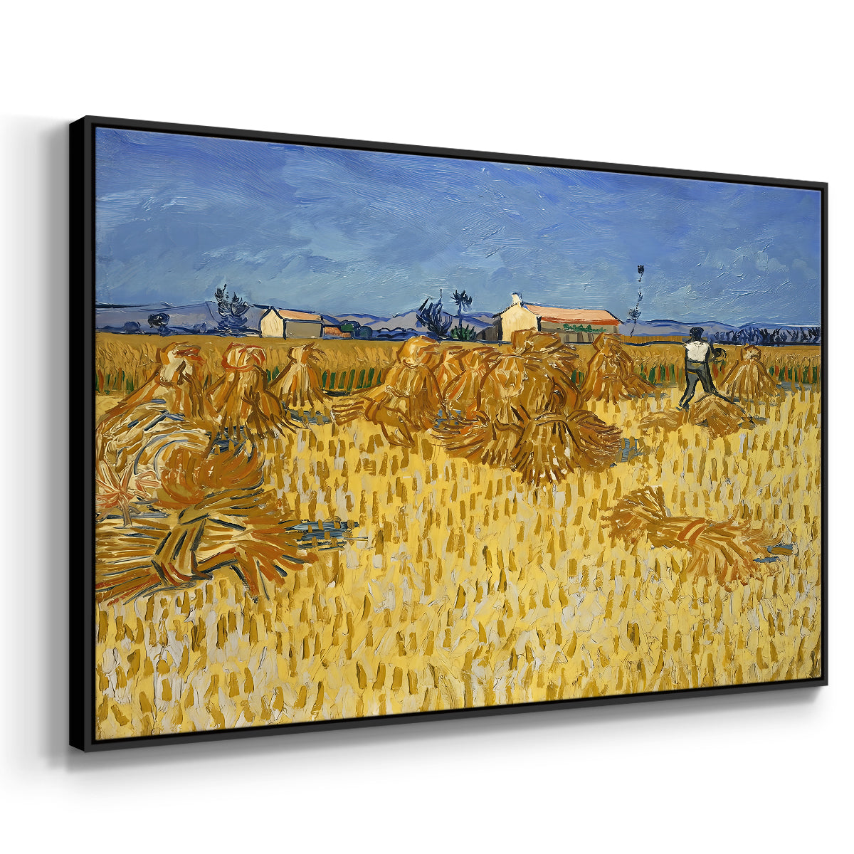 Wheat Field with Sheaves (Harvest in Provence), 1888 - Floater Framed Canvas Print