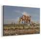 Canvas art print featuring a cultural scene near Nile with distant terrain, displayed at an angle