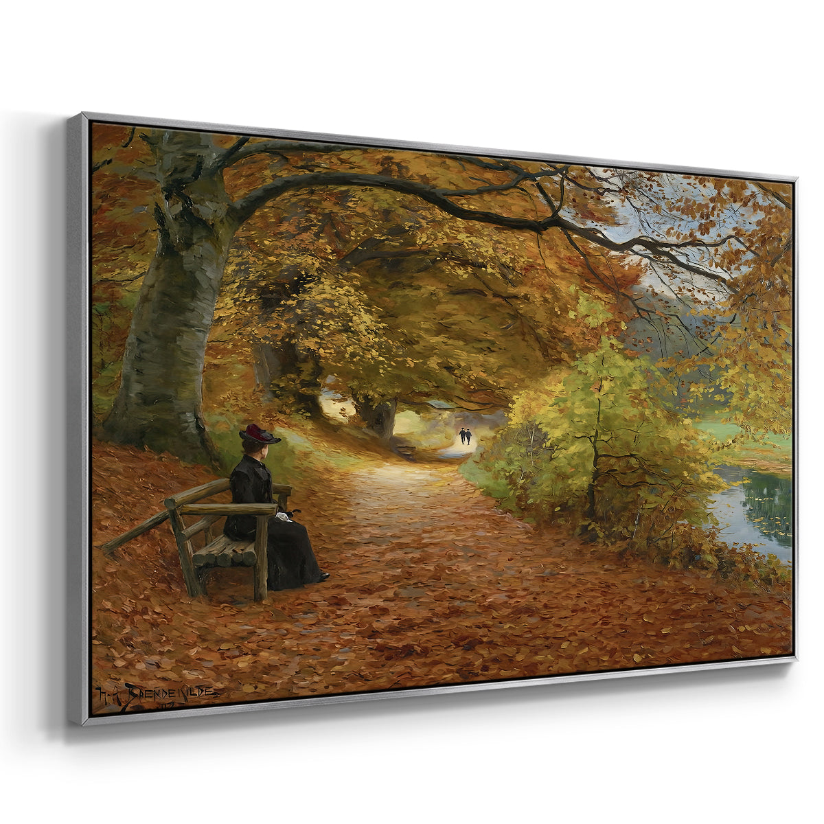 A Wooded Path in Autumn, 1902 - Floater Framed Canvas Print