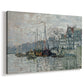 Canvas art print featuring an impressionist cityscape of canal with ships and architecture, displayed at an angle