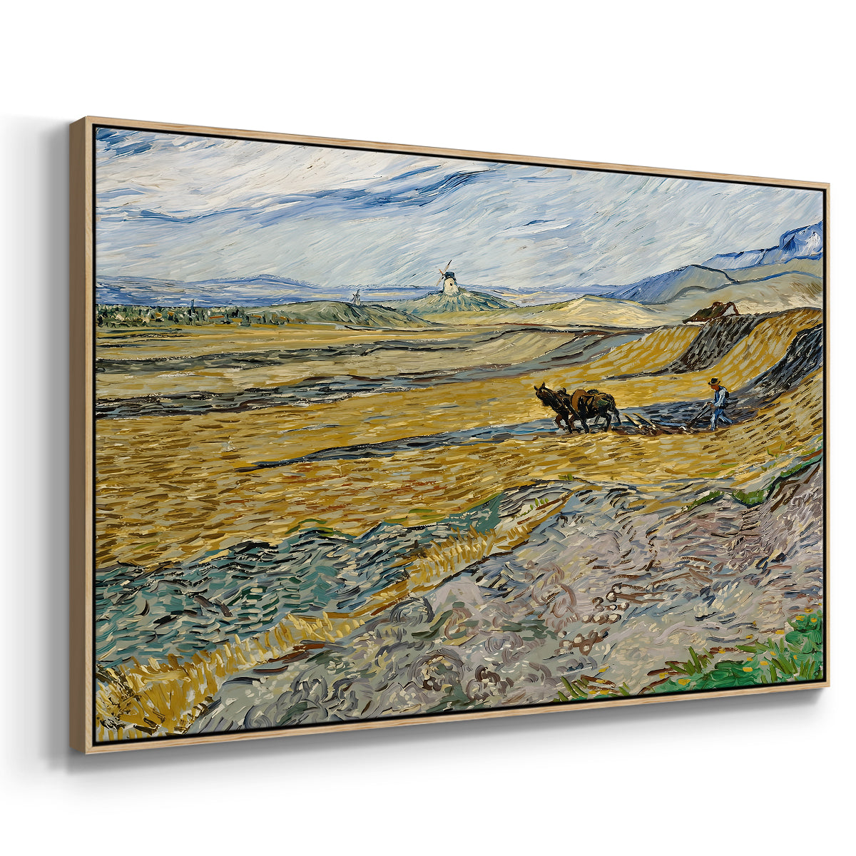 Enclosed Field with Ploughman, 1889 - Floater Framed Canvas Print