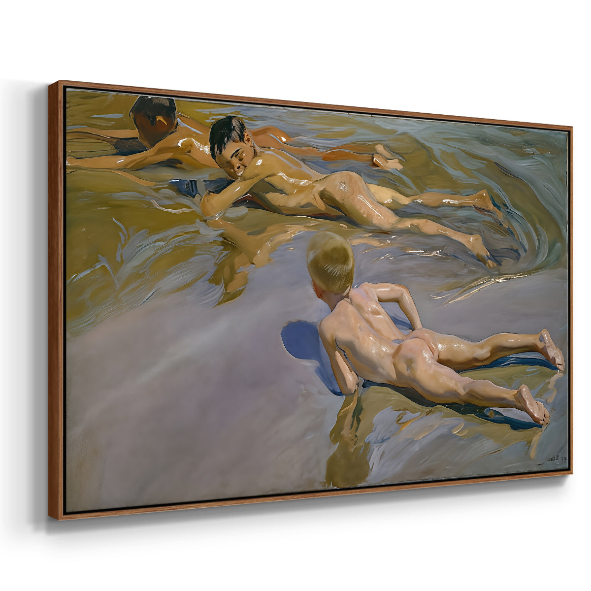 Boys on the Beach, 1910 - Floater Framed Canvas Print