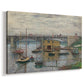 Canvas art print featuring an impressionist riverscape with overcast atmosphere and soft tones, displayed at an angle