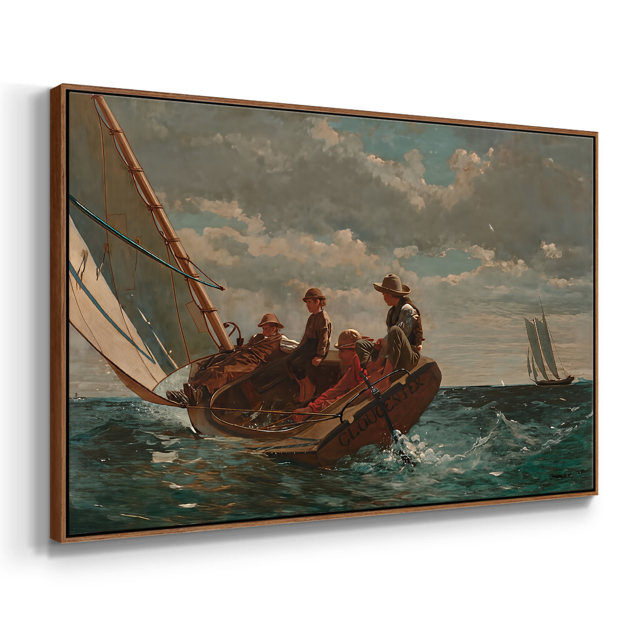 Breezing Up (A Fair Wind), 1873-1876 - Floater Framed Canvas Print