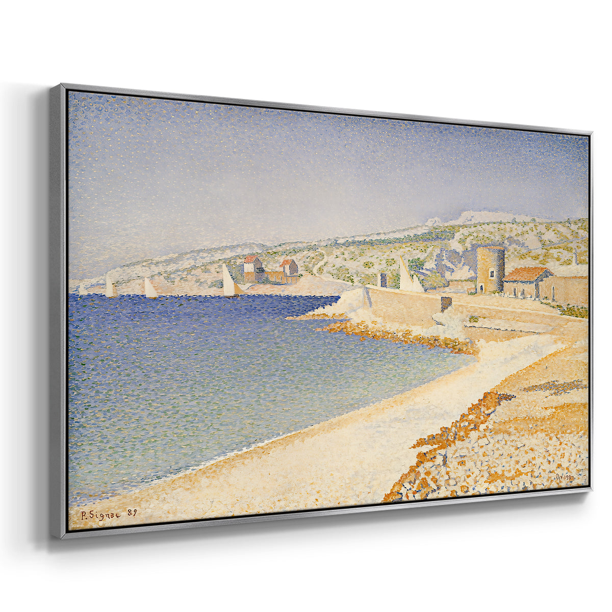 The Jetty at Cassis, Opus 198, 1889 - Floater Framed Canvas Print