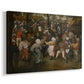 Canvas art print featuring a rustic and lively dance scene, displayed at an angle