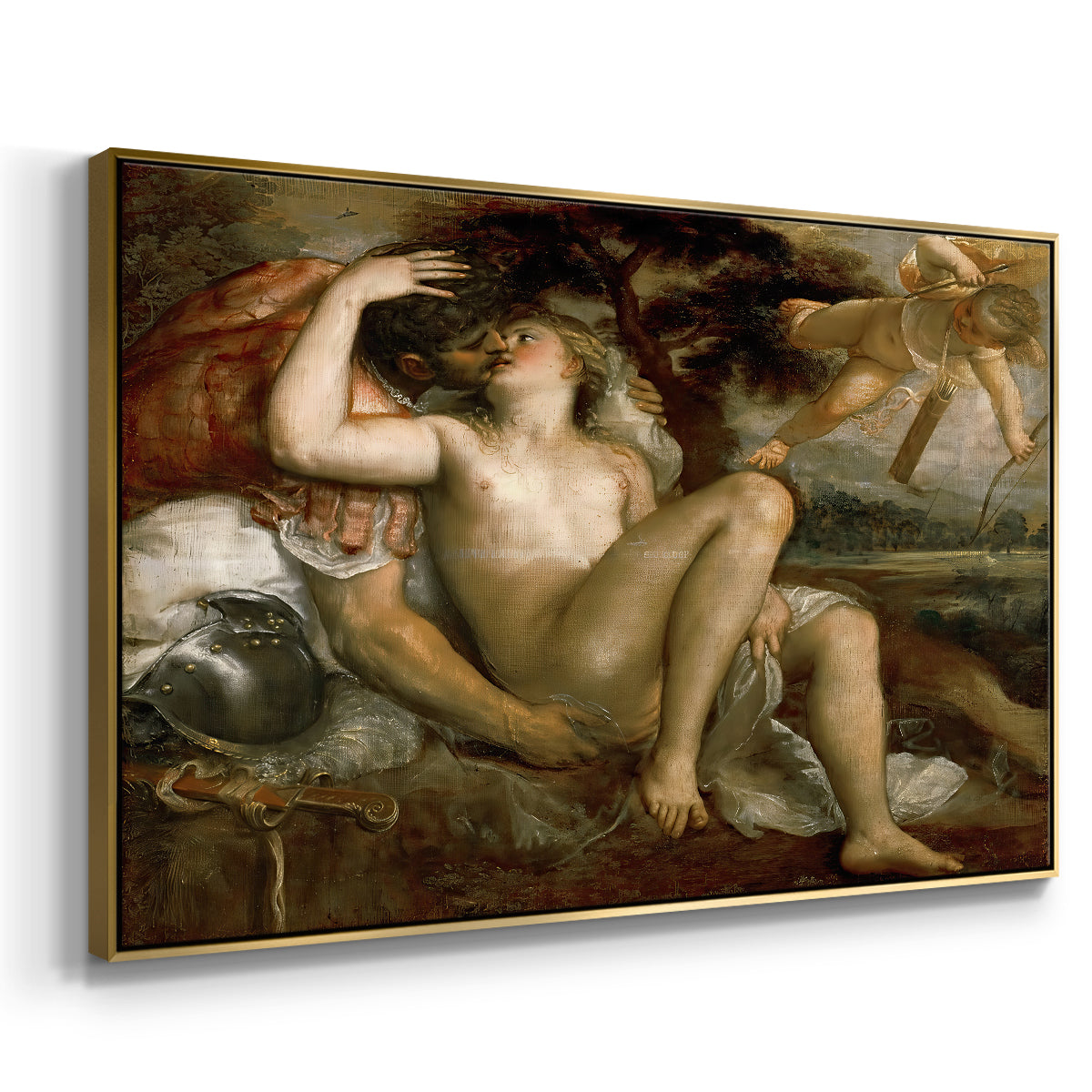 Mars, Venus and Cupid, c. 1530 - Floater Framed Canvas Print