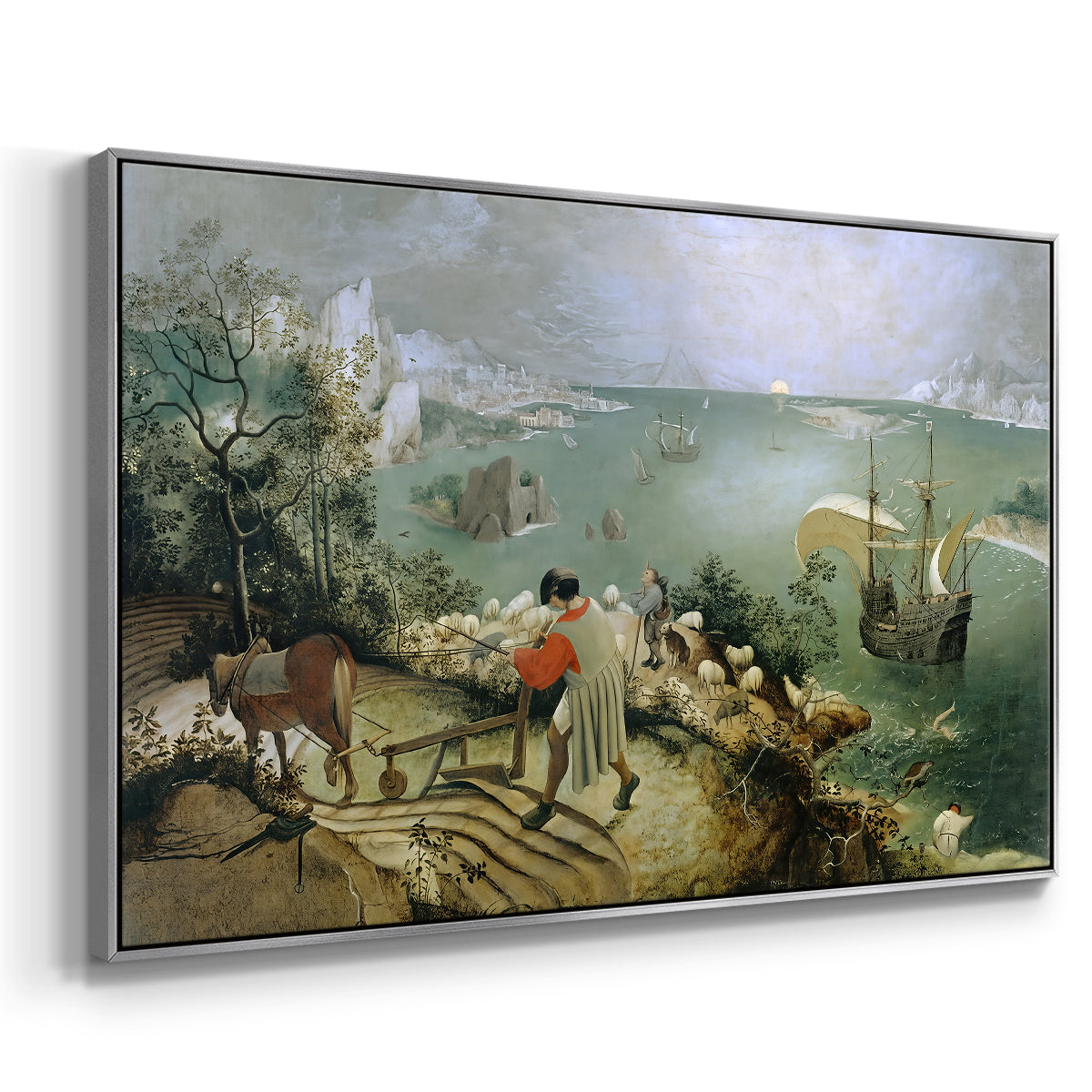 Landscape with the Fall of Icarus, c. 1560 - Floater Framed Canvas Print