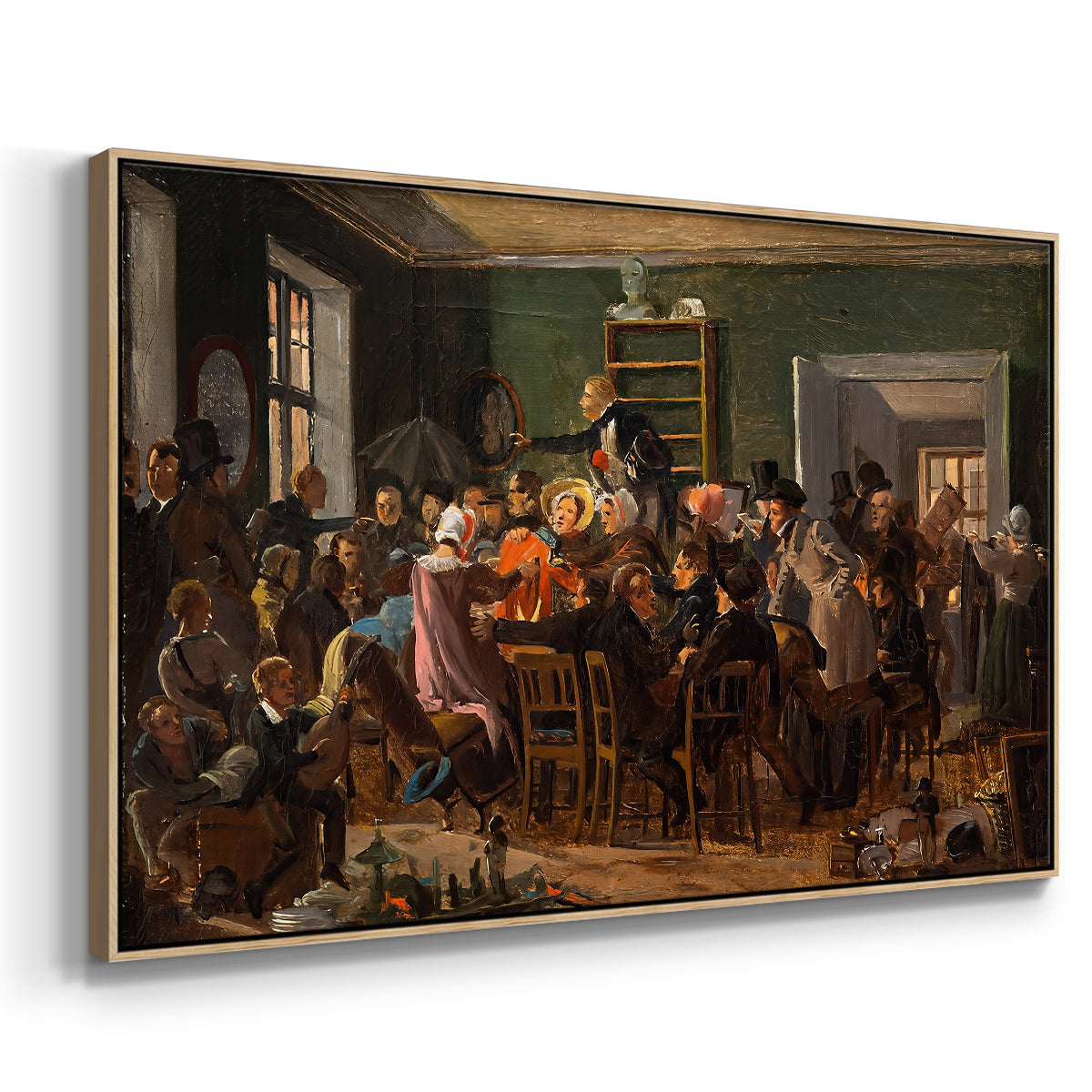An Auction Scene, 1835 - Floater Framed Canvas Print