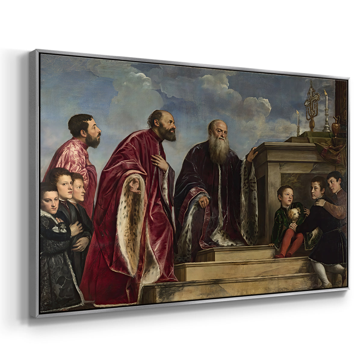The Vendramin Family Venerating a Relic of the True Cross, c. 1540-1545 - Floater Framed Canvas Print