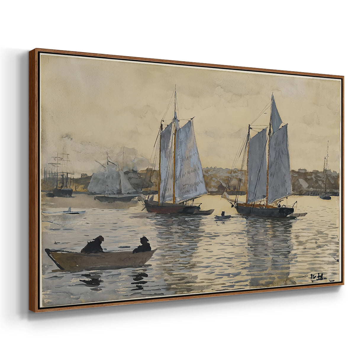 Two Schooners, Gloucester, c. 1880 - Floater Framed Canvas Print
