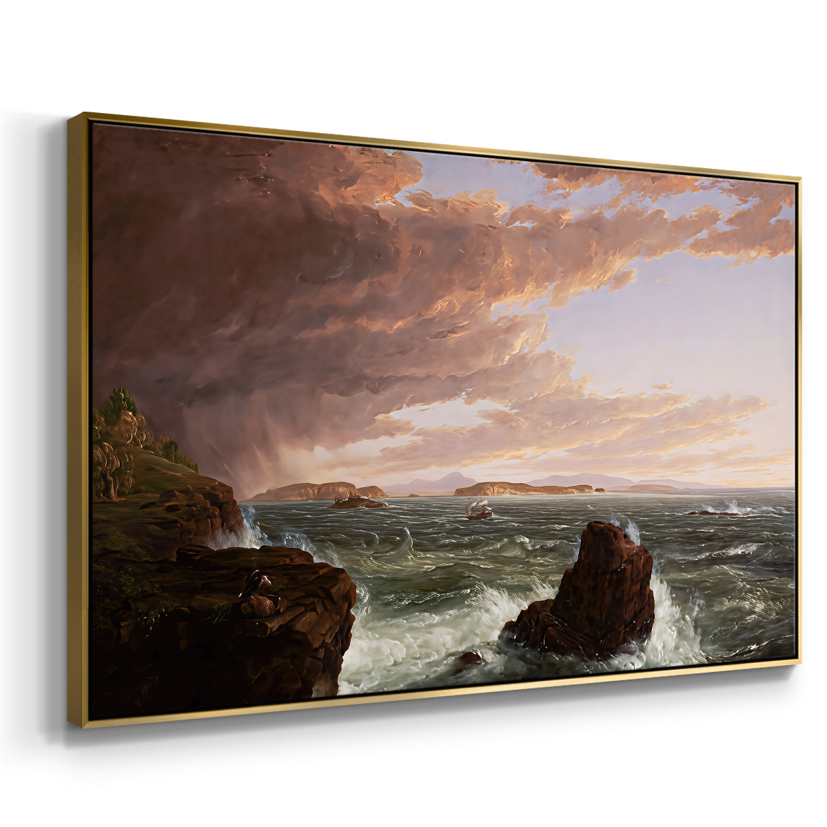 Views Across Frenchman's Bay from Mt. Desert Island, After a Squall, 1845 - Floater Framed Canvas Print