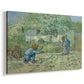 Canvas art print featuring an expressive depiction of family interaction in countryside, displayed at an angle