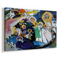 Canvas art print featuring an expressive scene with layered shapes implying crowd or gathering, displayed at an angle