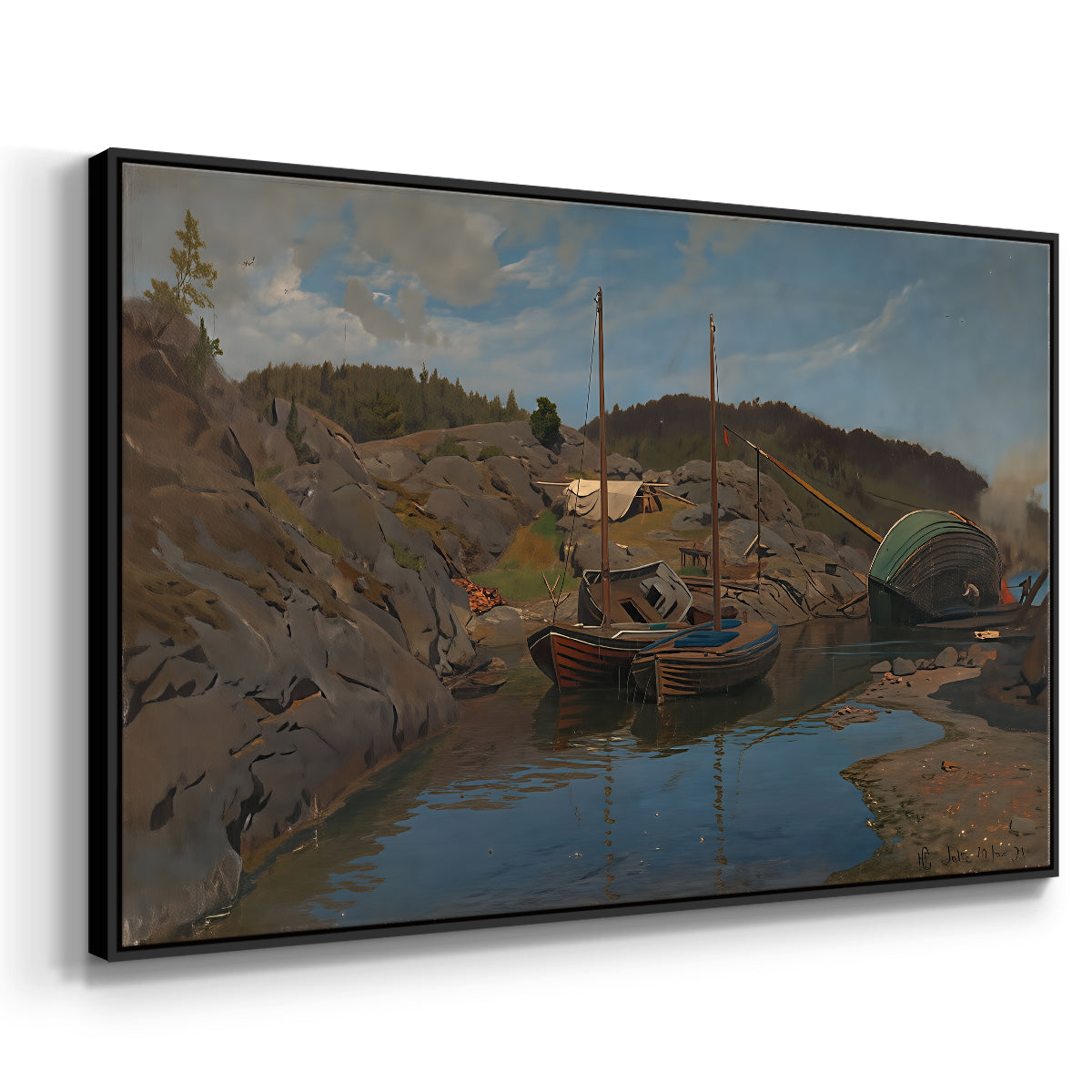 Pilotboats, 1875 - Floater Framed Canvas Print