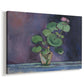 Canvas art print featuring a floral still life of a geranium plant in a pot, displayed at an angle