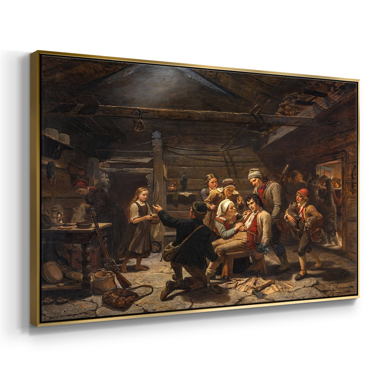 The Return of the Bear Hunter, 1856 - Floater Framed Canvas Print