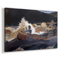 Canvas art print featuring an action scene with vessel moving through rushing water, displayed at an angle