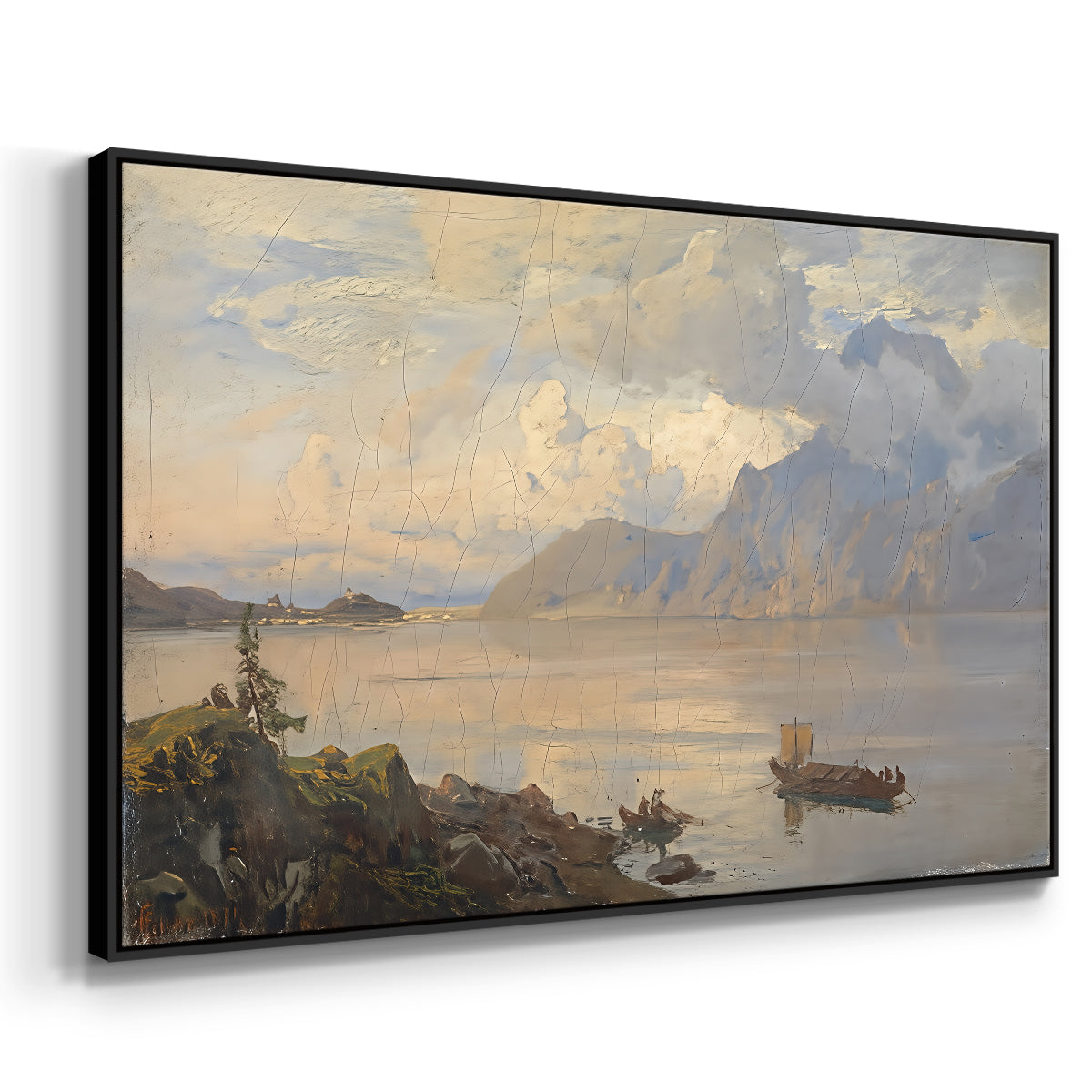 Traunsee, 1871 - Floater Framed Canvas Print