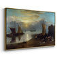 Sun Rising through Vapour: Fishermen Cleaning and Selling Fish, c. 1807 - Floater Framed Canvas Print