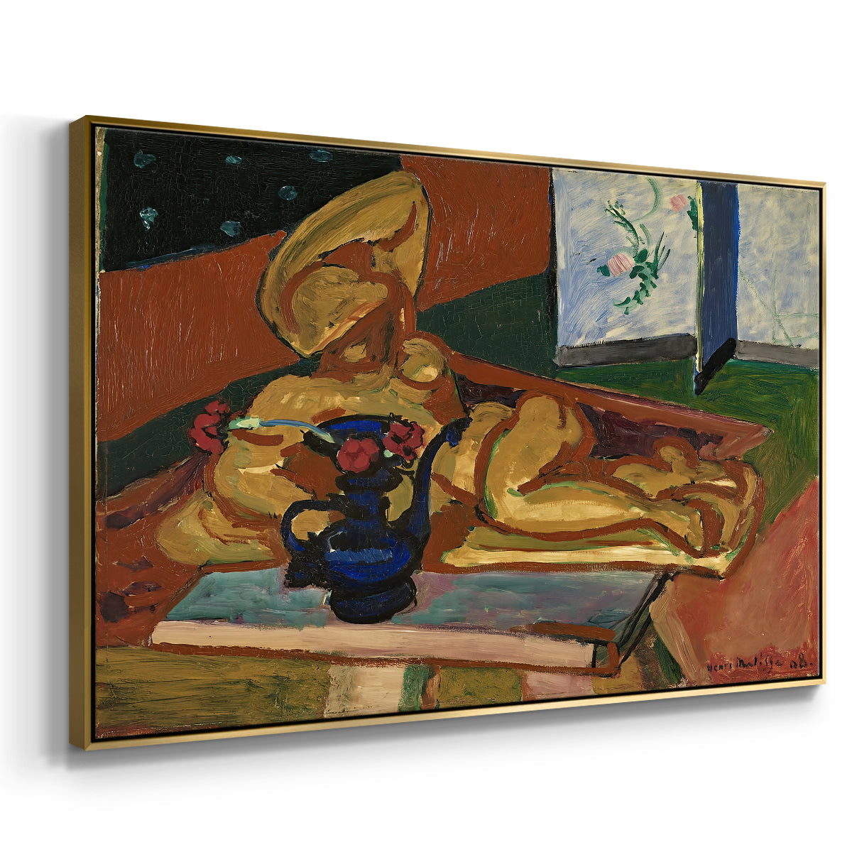Sculpture and Persian Vase (The Bronze Figure), 1908 - Floater Framed Canvas Print