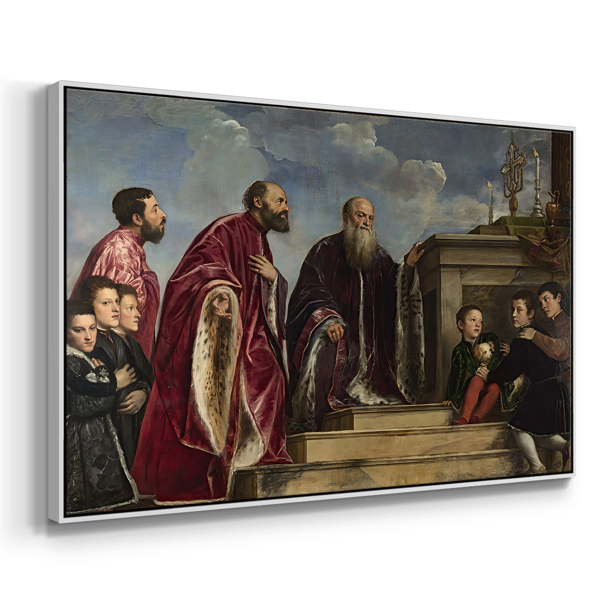 The Vendramin Family Venerating a Relic of the True Cross, c. 1540-1545 - Floater Framed Canvas Print