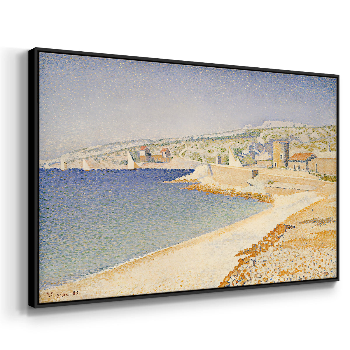 The Jetty at Cassis, Opus 198, 1889 - Floater Framed Canvas Print