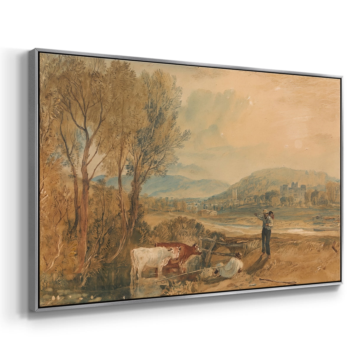Lulworth Castle, Dorset, c. 1820 - Floater Framed Canvas Print