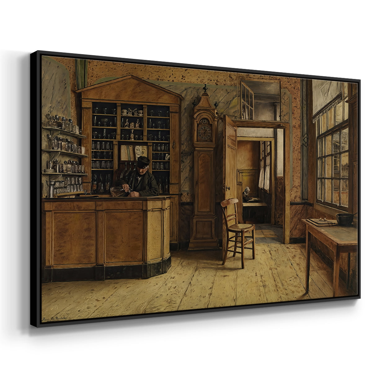 The Old Inn 'Het Loodshuis' in Antwerp, 1877 - Floater Framed Canvas Print