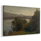 Canvas art print featuring a tranquil landscape with smooth water surface and distant terrain, displayed at an angle