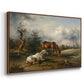 Two Horses on the Pasture, c. 1825 - Floater Framed Canvas Print
