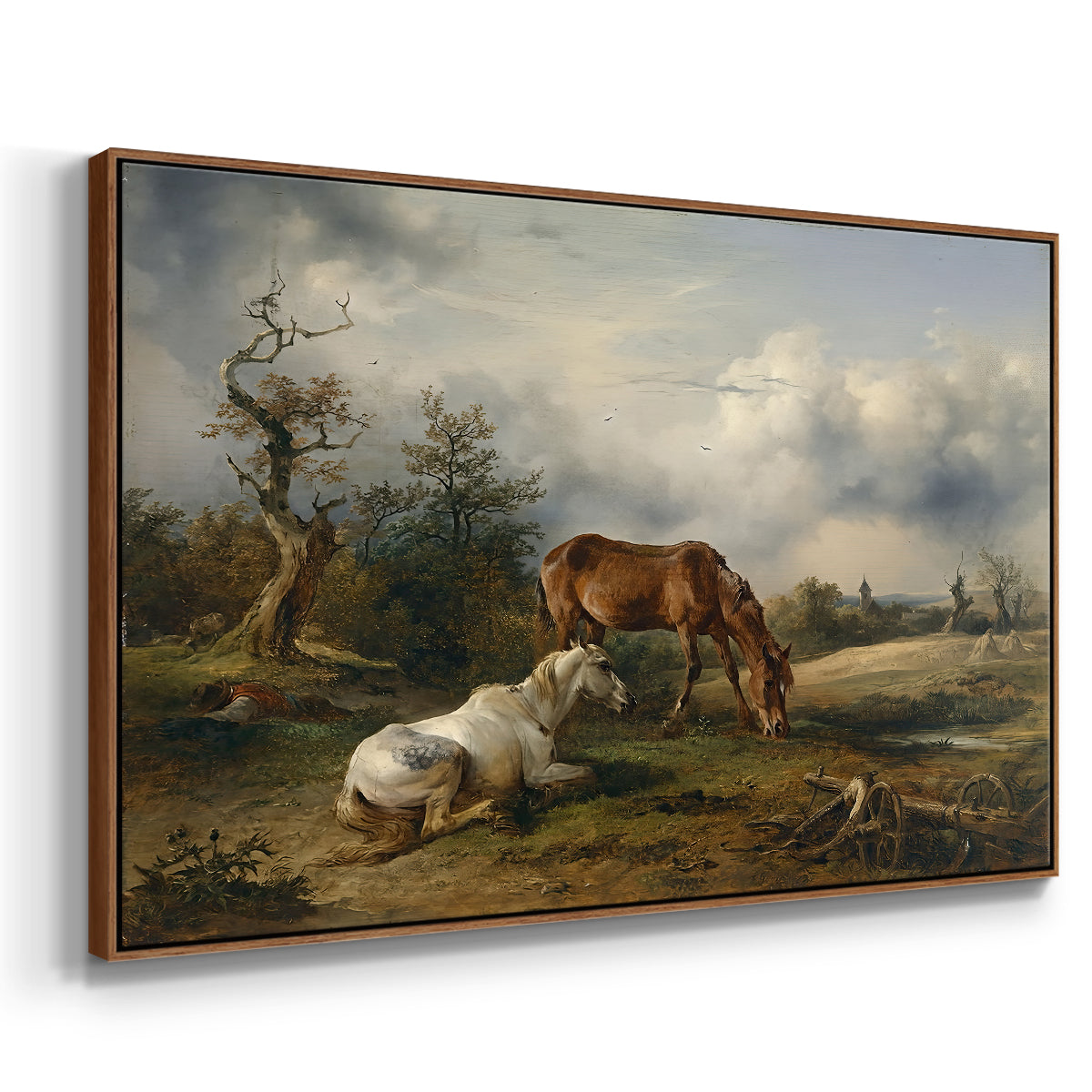Two Horses on the Pasture, c. 1825 - Floater Framed Canvas Print