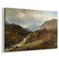 Canvas art print featuring a dramatic landscape with rocky slopes and expansive view, displayed at an angle