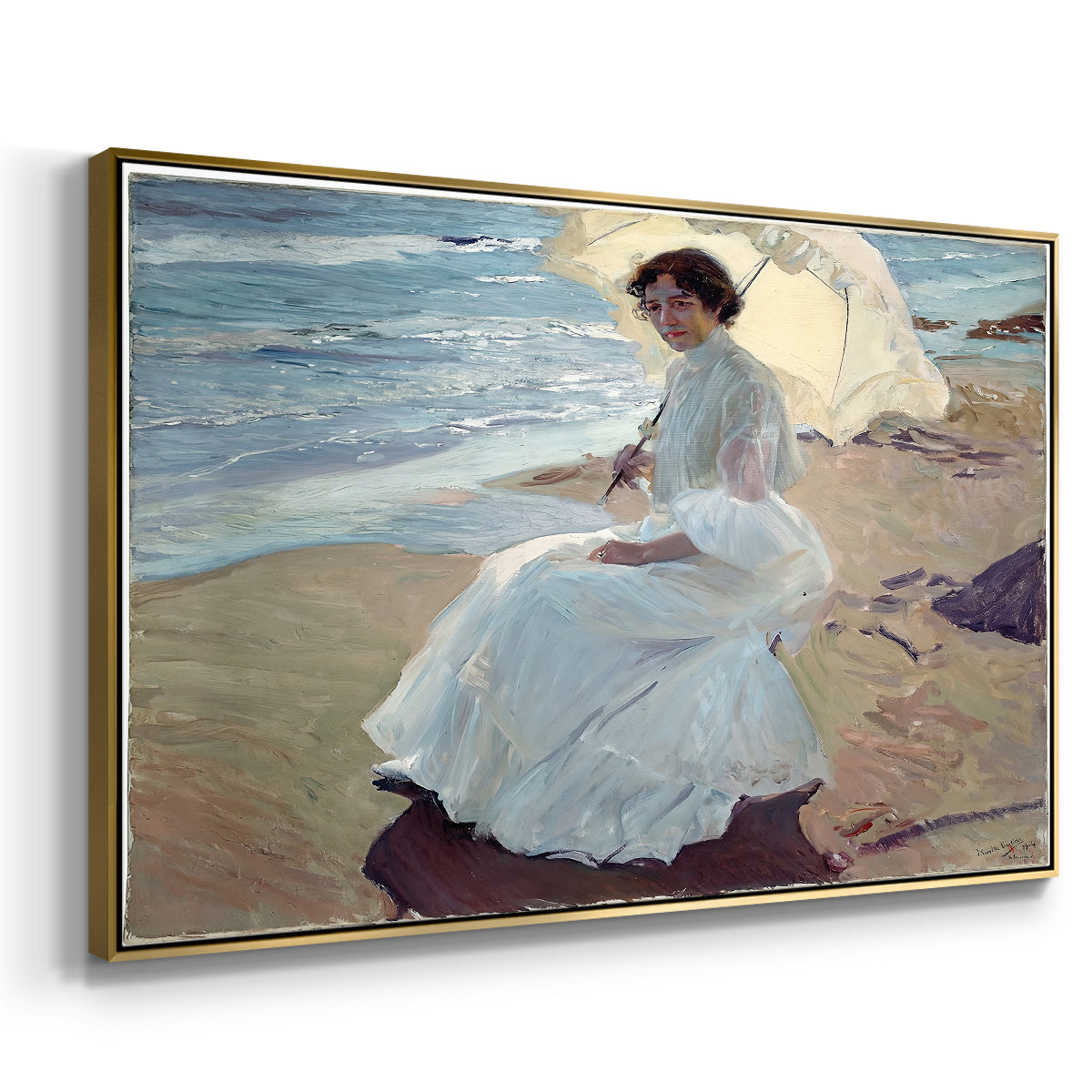 Clotilde on the Beach, 1904 - Floater Framed Canvas Print
