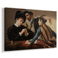 Canvas art print featuring a genre scene of card game with deception and hidden accomplice, displayed at an angle