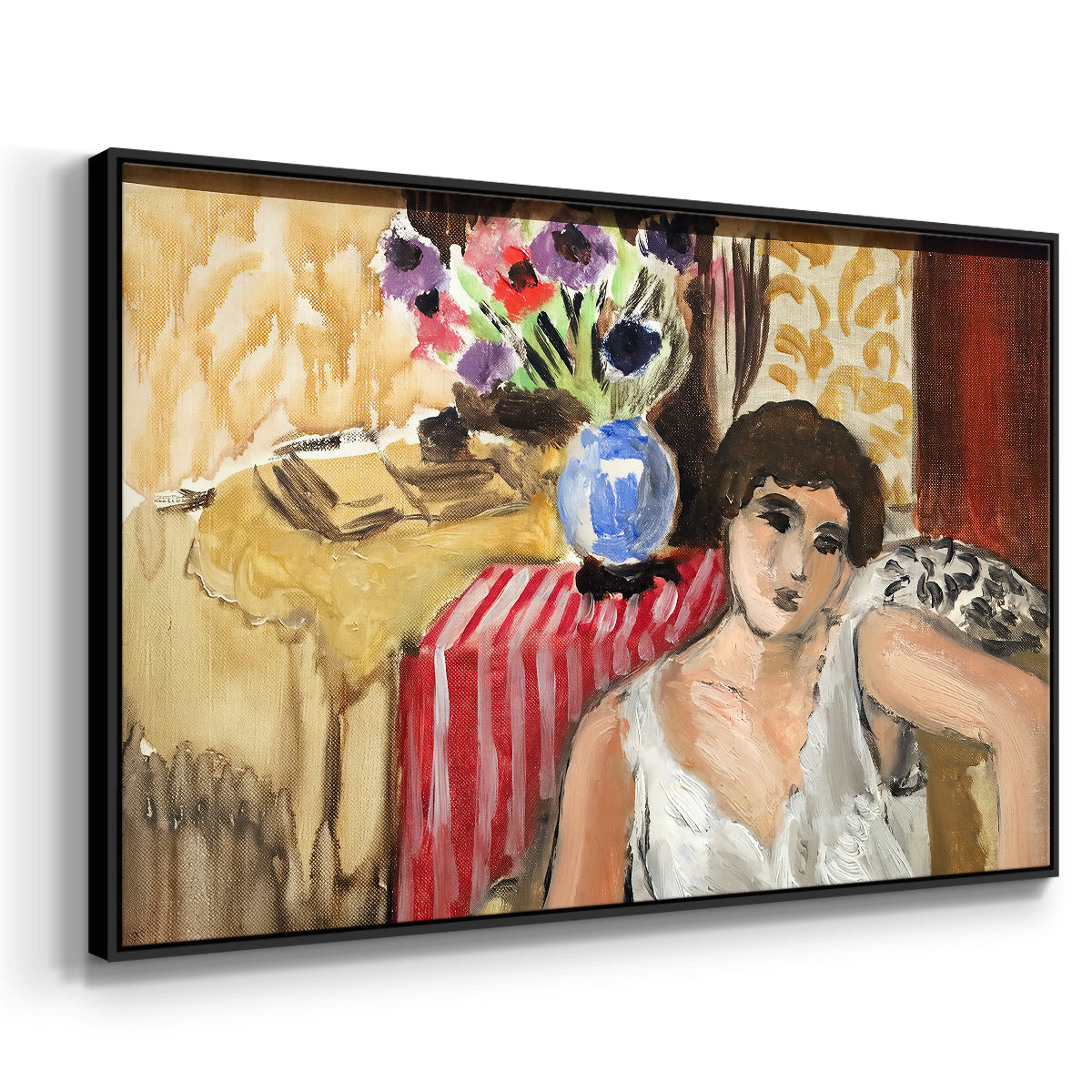 Woman Seated in an Armchair, c. 1920 - Floater Framed Canvas Print